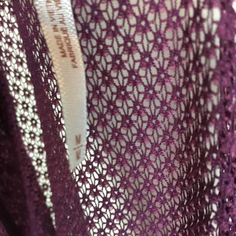 Free People Knit Maroon Lace Inset Tank Medium